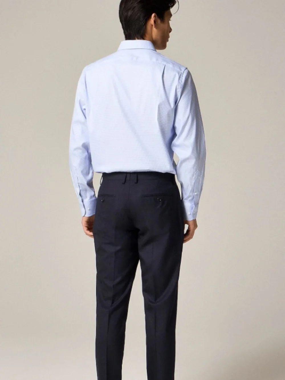 J crew micro check blue Slim Bowery performance stretch shirt spread collar